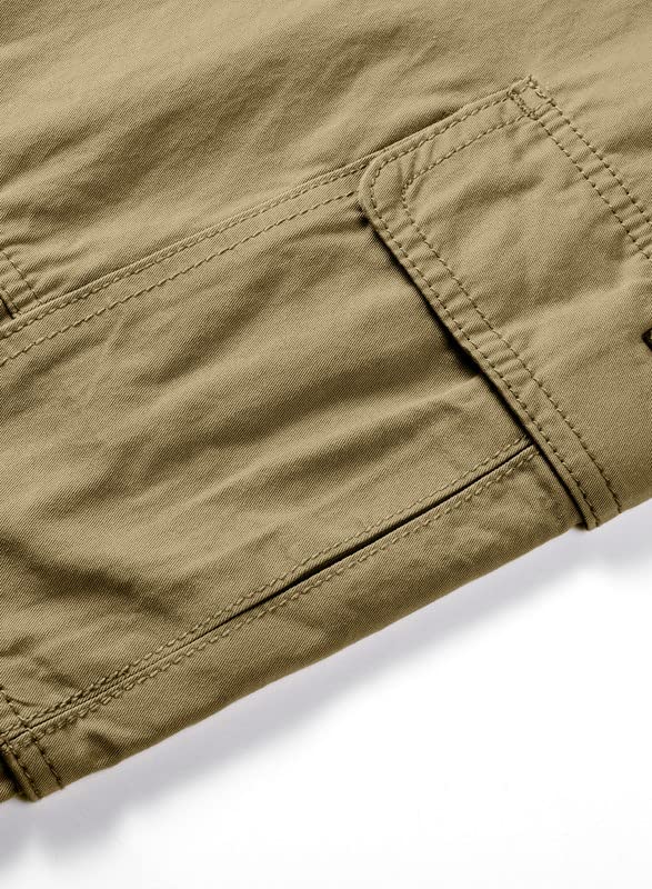 JMIERR Mens Gray Cargo Pants Casual Cotton Work Pants Stretch Elastic Waist Relaxed Fit Lightweight Outdoor Flexible Hiking Jogger Pants with 6 Pockets,US 32(S),Light Gray - Image 3