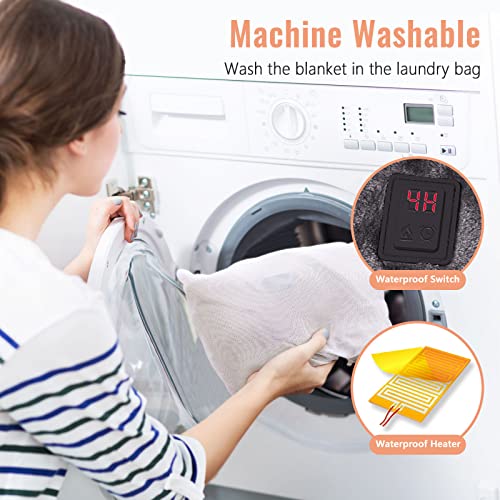 USB Heated Blanket,Cordless Electric Blanket with 20000mAH Battery,18W High-Power,8 Heating Zones,Machine Washable Super Cozy Soft Wearable Blanket with 3 Heating Levels & Timing Function - Image 3