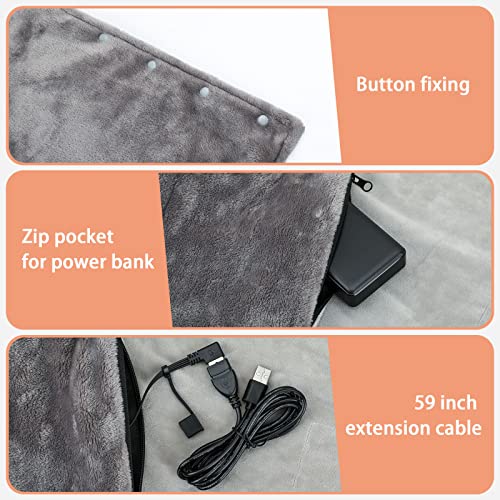 USB Heated Blanket,Cordless Electric Blanket with 20000mAH Battery,18W High-Power,8 Heating Zones,Machine Washable Super Cozy Soft Wearable Blanket with 3 Heating Levels & Timing Function - Image 4