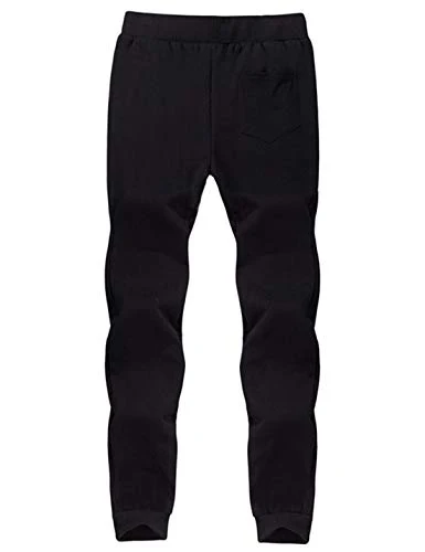 Yeokou Men's Casual Warm Sherpa Lined Elastic Waist Pant Trousers Joggers (X-Small, Black-Ribbed Cuff) - Image 7
